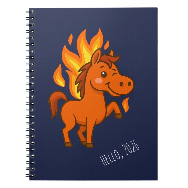 Cuadernos espirales con un caballo rojo (Frente)