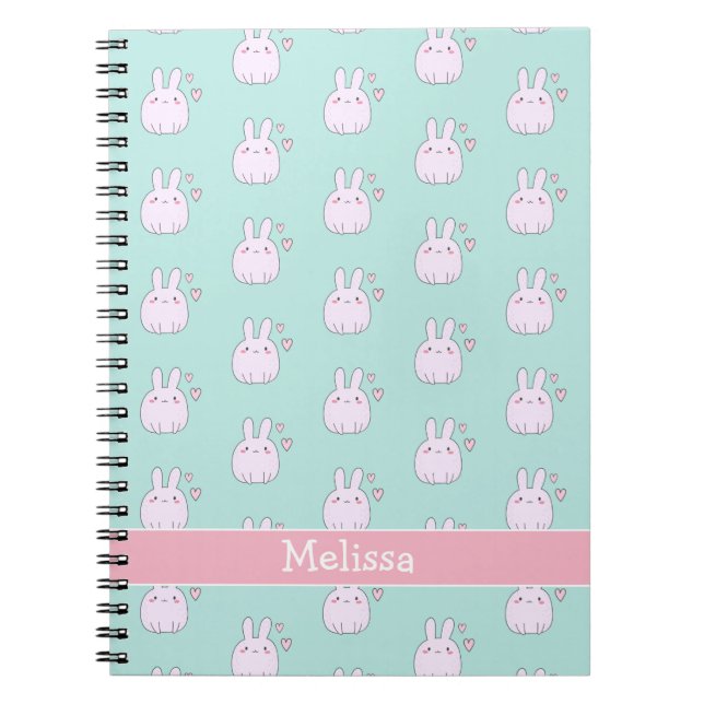 Cuadernos Infantiles Acuarela Verde conejitos rosa (Frente)