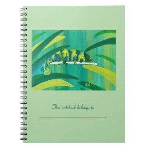 Cuadernos personalizados de camaleón verde abstrac