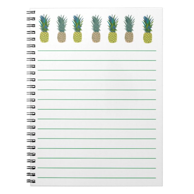 Cuadernos rayados con tema de piña (Frente)