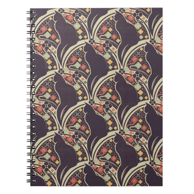 Cuadernos y diarios con patrón floral de gato Art  (Frente)