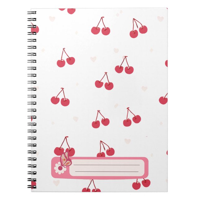 Cuadernos y diarios escolares Cherry Hearts para n (Frente)