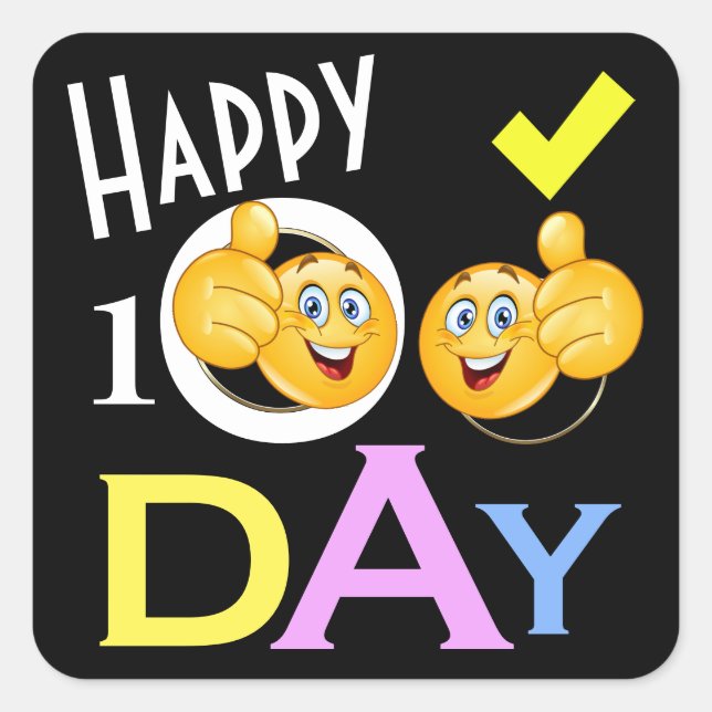 Cuadrada 100° Pegatina de la escuela (Anverso)