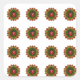 Cuadrada 16 Pegatina de Ladybug