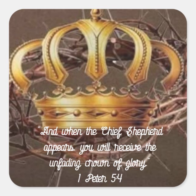 Cuadrada 1 Peter 5:4 Pegatina (Anverso)