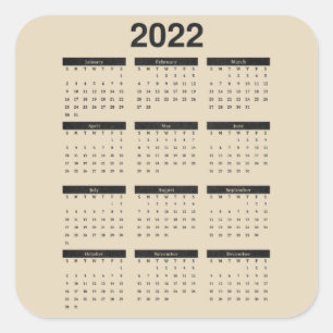Cuadrada 2022 Pegatina cuadrado del calendario de doce mese