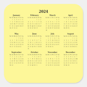 Cuadrada 2024 Pegatina cuadrado del calendario de doce mese
