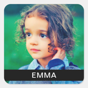 Cuadrada 20x Pegatina de libros marca tu foto y texto