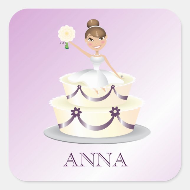 Cuadrada 311 "Miss Wright" Brunette | Pegatina de berenjena (Anverso)