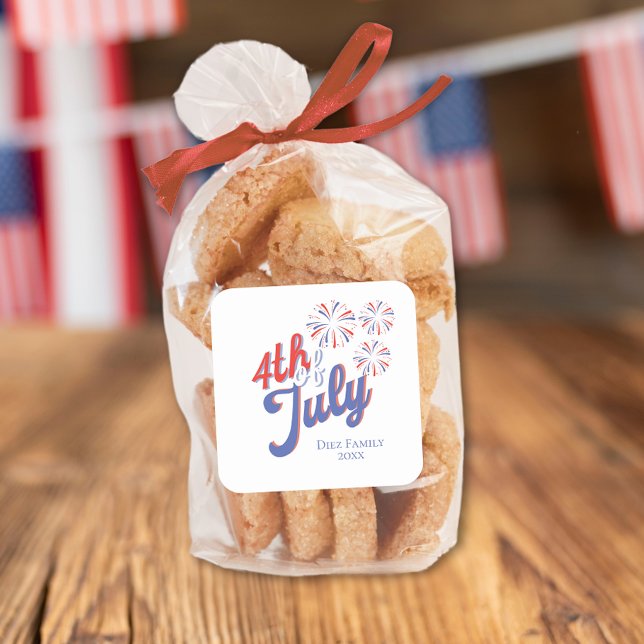 Cuadrada 4 de julio Pegatina de fuegos artificiales (Subido por el creador)