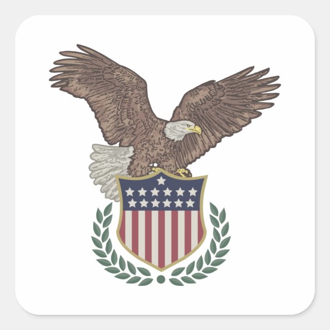 Cuadrada 4 de julio Pegatina Patriótico (Anverso)
