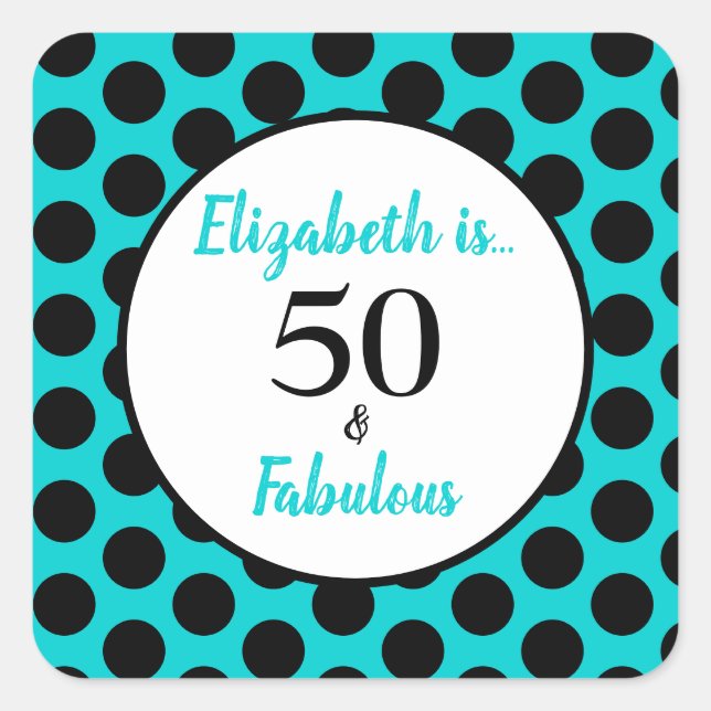 Cuadrada 50 y Fabuloso Pegatina de la plaza azul turquesa (Anverso)