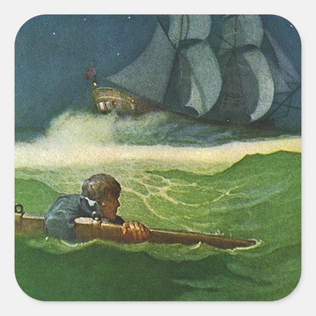 Cuadrada A la deriva en Sea Pegatina (Anverso)