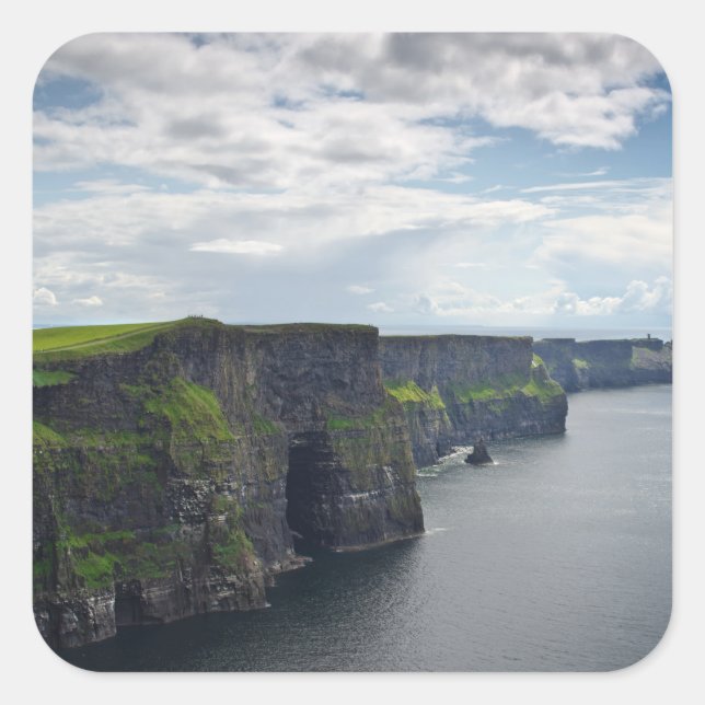 Cuadrada Acantilados de Moher en el pegatina de Irlanda (Anverso)