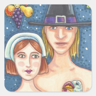 Cuadrada ADAM & EVE PILGRIMS GRACIAS PEGATINA SHEET Squ