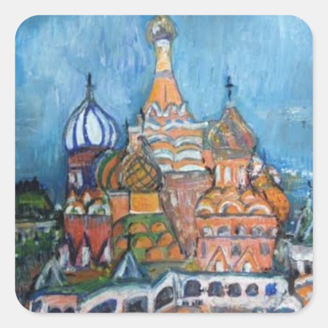 Cuadrada Adopción "desde Rusia" Pegatina de St. Basil (Anverso)