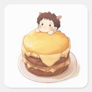 Cuadrada Adorable Anime Pegatina