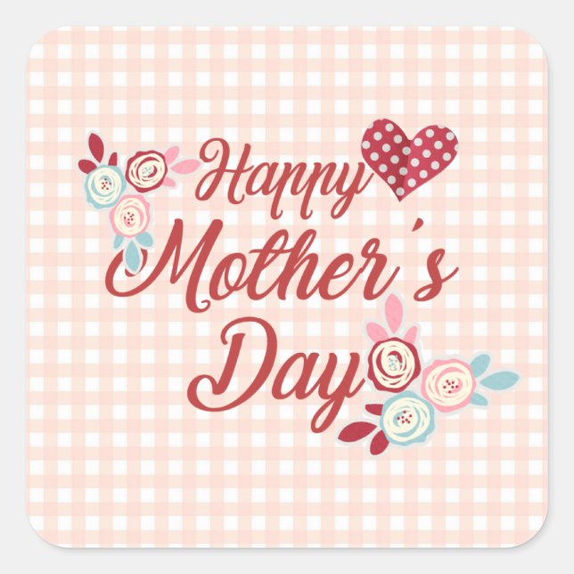 Cuadrada Adorable Feliz Día de la Madre | PEGATINA (Anverso)