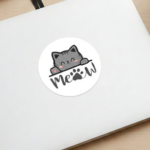 Cuadrada Adorable Meow Pegatina de Gato Lindo Diseño de Gat