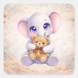 Cuadrada Adorable Pegatina de Animal Kawaii