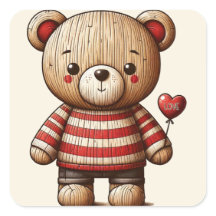 Adorable Pegatina de Teddy Bear Square