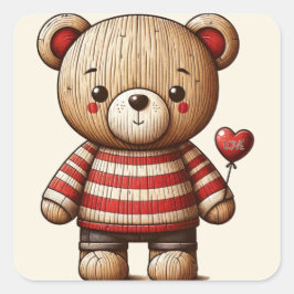 Cuadrada Adorable Pegatina de Teddy Bear Square