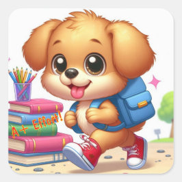Cuadrada Adorable Pegatina Personalizado de Cachorros