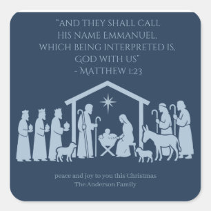 Cuadrada Adoración de la Natividad Pegatina – Escena del Pe