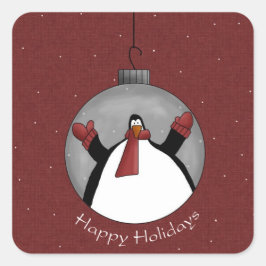 Cuadrada Adorno de pingüino Pegatina de Navidad