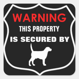 CUADRADA ADVERTENCIA PROPIEDAD PROTEGIDA POR PERRO PEGATINA