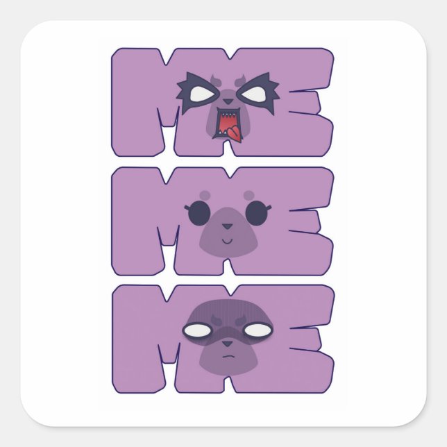 Cuadrada ¡Aggrestuko! Pegatina de caras (Anverso)