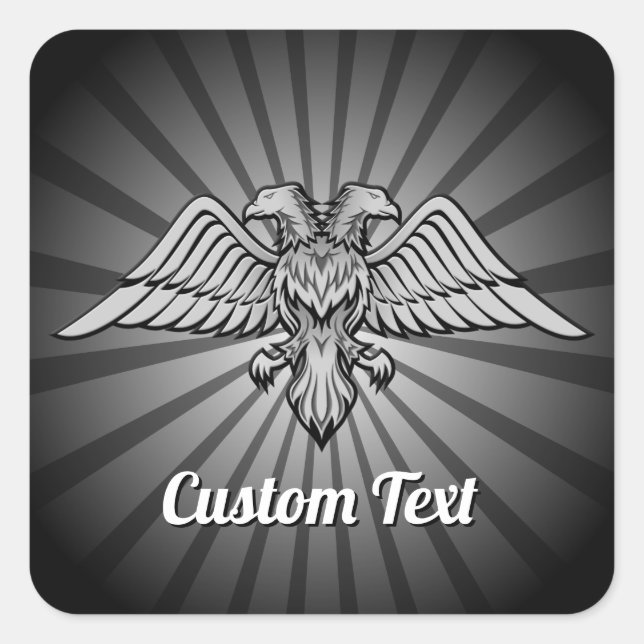 Cuadrada Águila gris con dos cabezas Pegatina (Anverso)