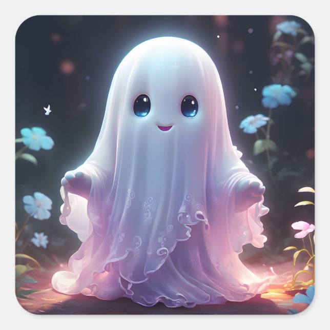 Cuadrada Alarmante Pegatina fantasma (Anverso)
