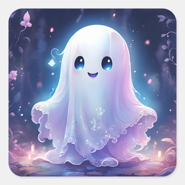 Cuadrada Alarmante Pegatina fantasma (Anverso)
