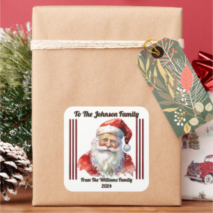 Cuadrada Alegre Pegatina de Santa para regalos de vacacione