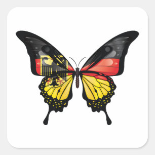 Cuadrada Alemania Pegatina de la bandera de la mariposa