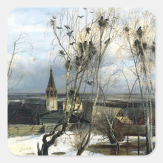 Cuadrada Alexei Savrasov Rooks Pintando Pegatina de Plaza