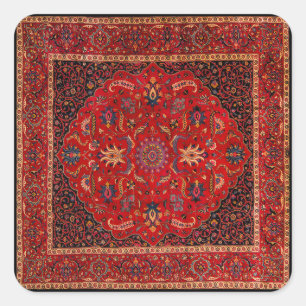 Cuadrada Alfombra roja persa del Pegatina de Mashhad