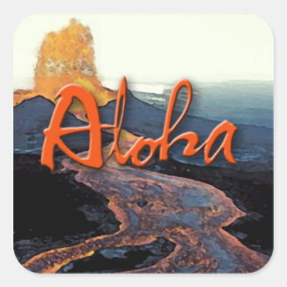 Cuadrada Aloha Lava Pegatina