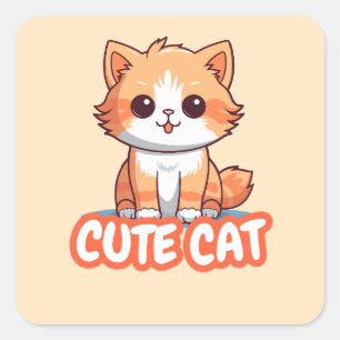 Cuadrada Amante de Gatos Estético Pegatina   papá gato