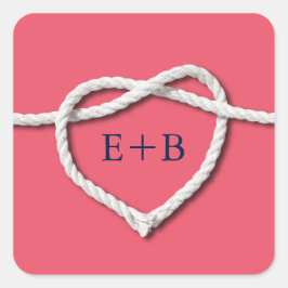 Cuadrada Amarrando al Pegatina de Knot Coral