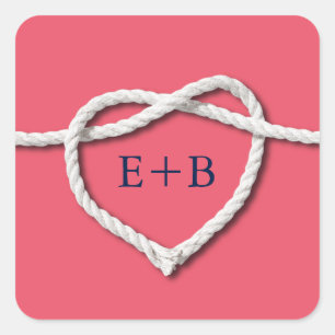 Cuadrada Amarrando al Pegatina de Knot Coral