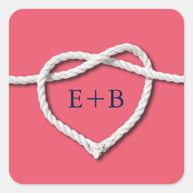 Cuadrada Amarrando al Pegatina de Knot Coral (Anverso)