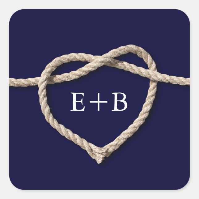 Cuadrada Amarrando al Pegatina de la Marina Knot (Anverso)