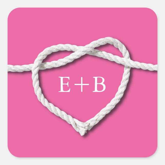 Cuadrada Amarrando al Pegatina Knot Fuchsia (Anverso)