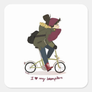 Cuadrada ¡Amo a mi pegatina de Brompton! ¡Niños de la ay