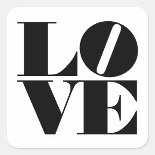 Cuadrada Amo audaz Pegatina de San Valentín blanco negro