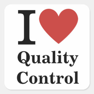 Cuadrada ❤️ Amo PEGATINA de Control de Calidad