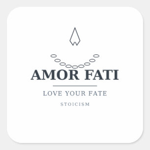 Cuadrada Amor Fati Ama tu Destino — Pegatina Estoica