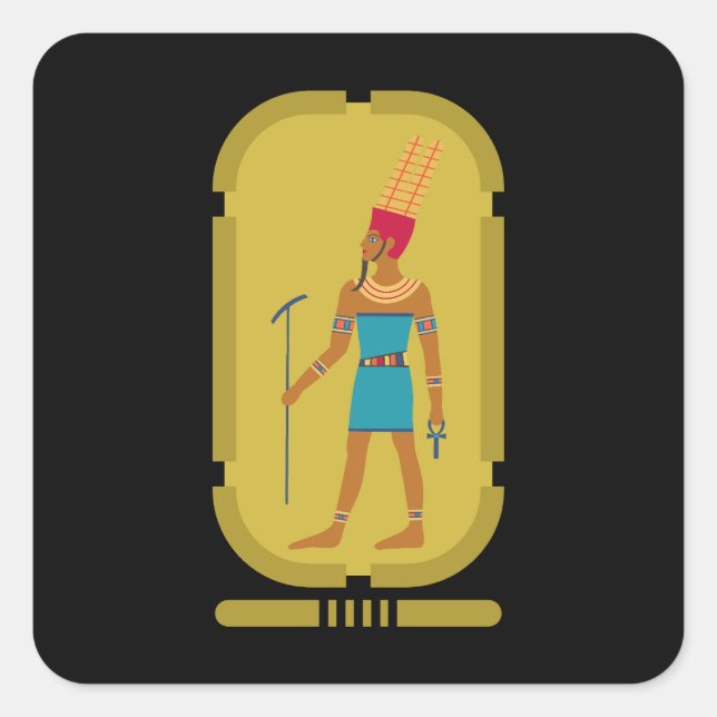 Cuadrada Amun Dios Del Pegatina De La Plaza Aérea (Anverso)